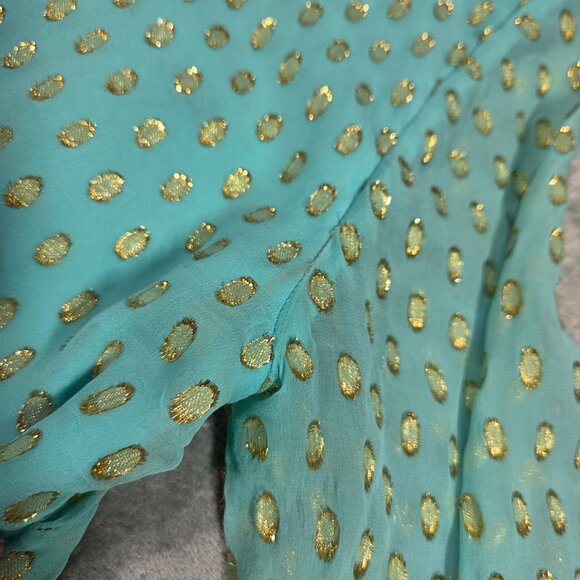 LILLY PULITZER Womens 10 Turquoise Gold Polka Dot Colby Silk Tunic Dress READ - Picture 11 of 15